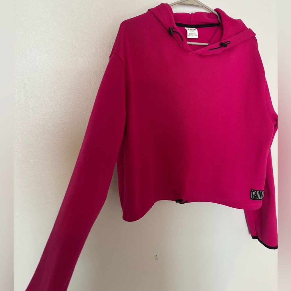Pink Victoria Secret Cropped Sweatshirt